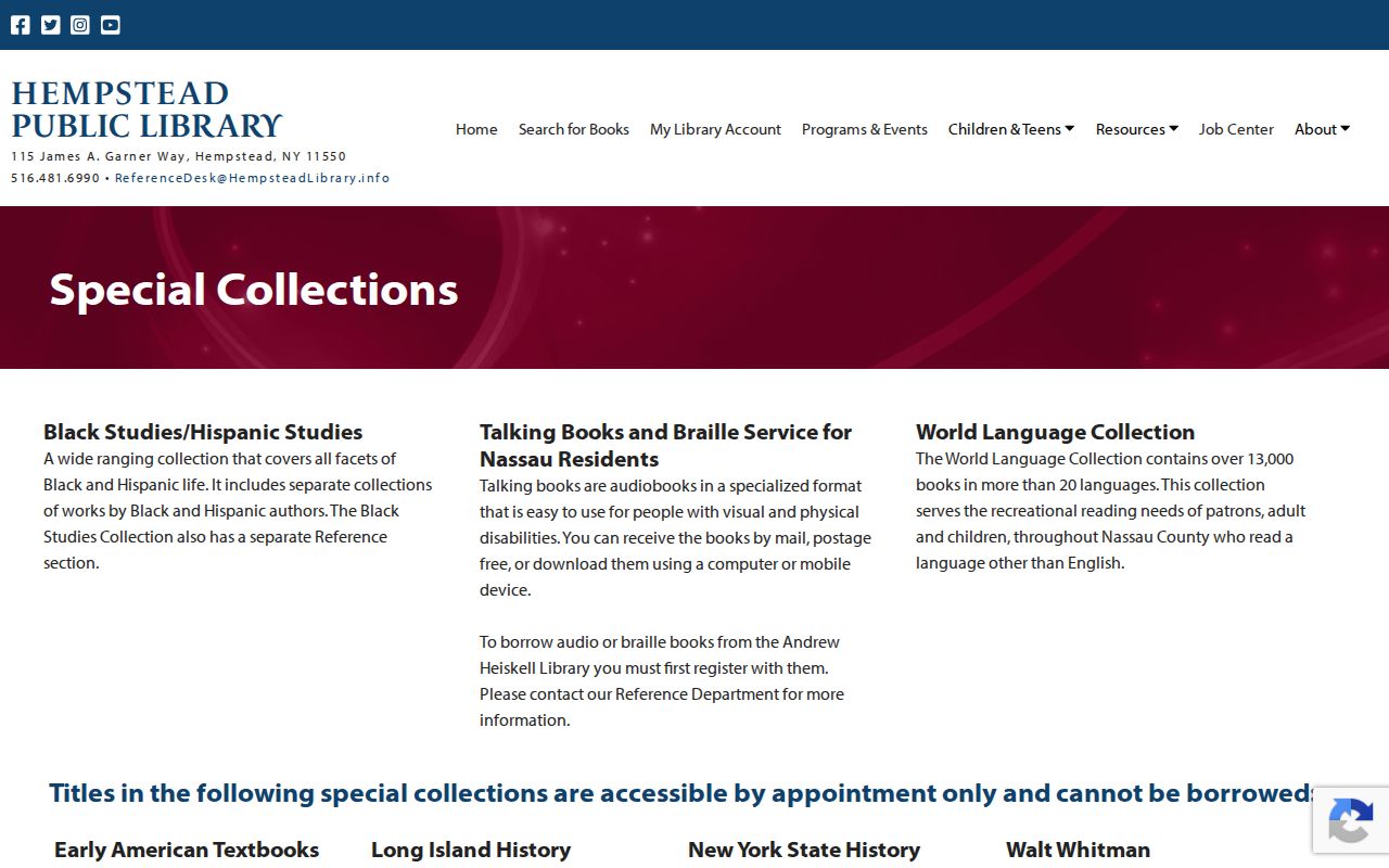 Hempstead city directory collection access at the public library