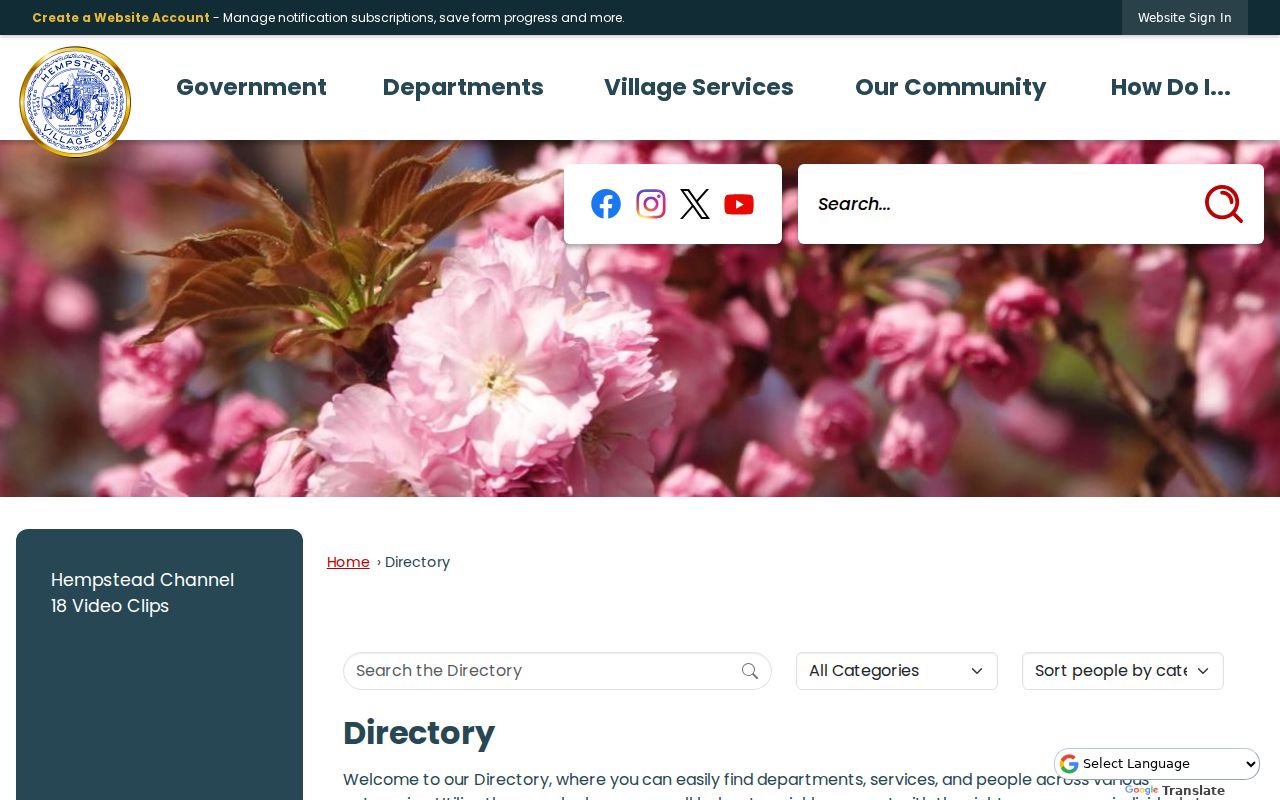 Hempstead neighbors Village Directory community resource search